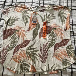 NWT Orvis Linen Blend Womens Sz 2X XX-Large Top Fern Plant Boho Cottagecore